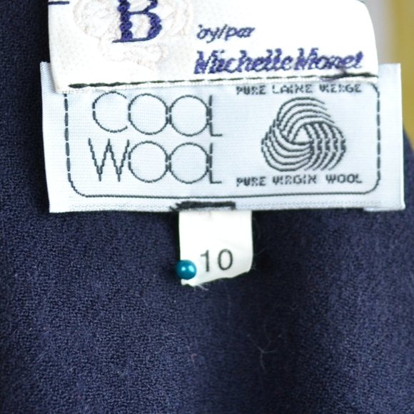 Braemar 100% wool midi Dress by michelle Monet wrap long sleeve office formal - Picture 6 of 7